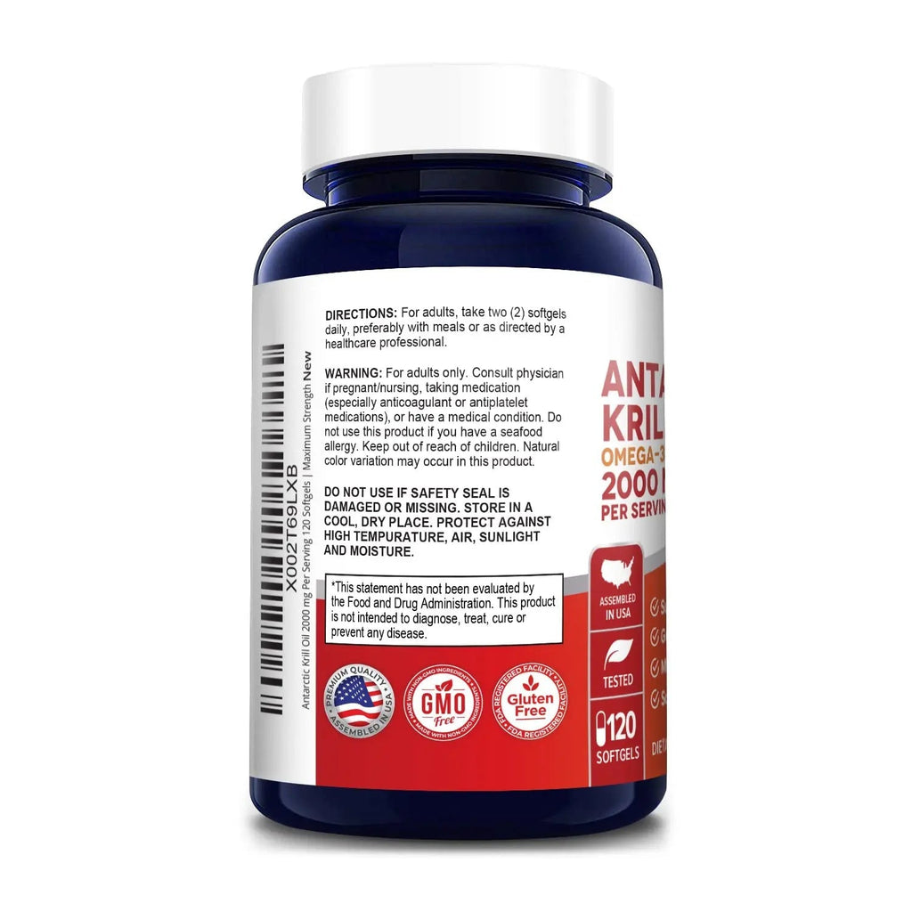 NusaPure Antarctic Krill Oil 2000 mg 120 Softgels, Omega-3 EPA 360mg, DHA 240mg - TrustMedUSA