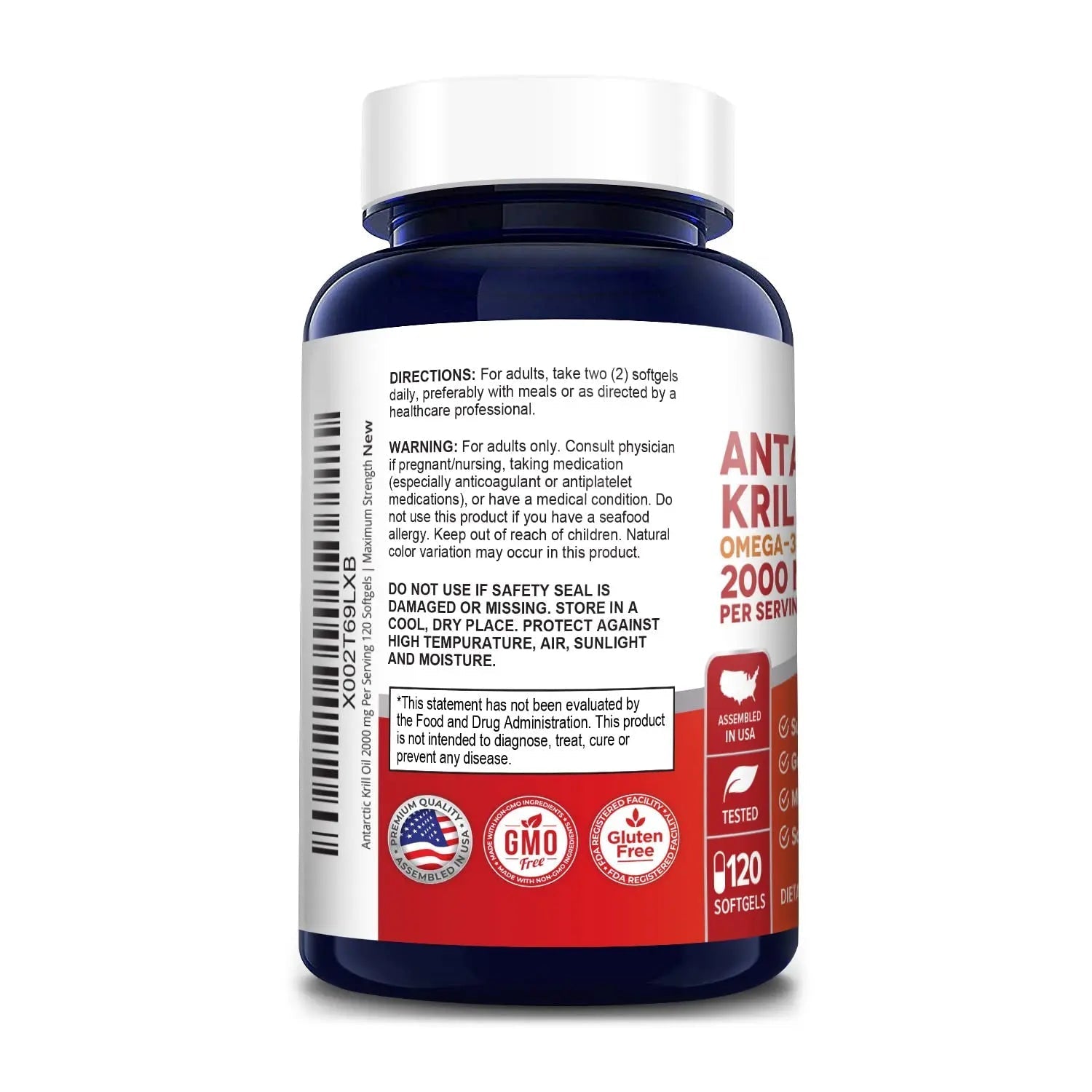 NusaPure Antarctic Krill Oil 2000 mg 120 Softgels, Omega-3 EPA 360mg, DHA 240mg - TrustMedUSA