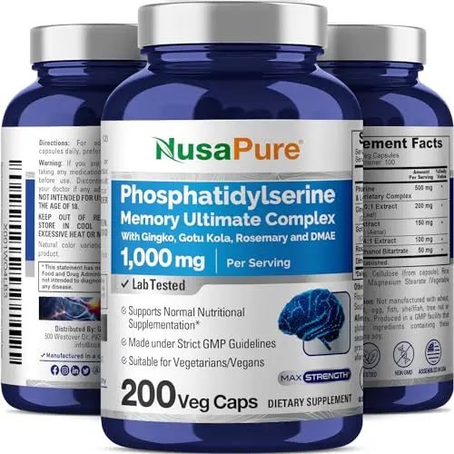 NusaPure Phosphatidylserine Memory Ultimate Complex 1000mg 200 Vegetarian Caps - TrustMedUSA