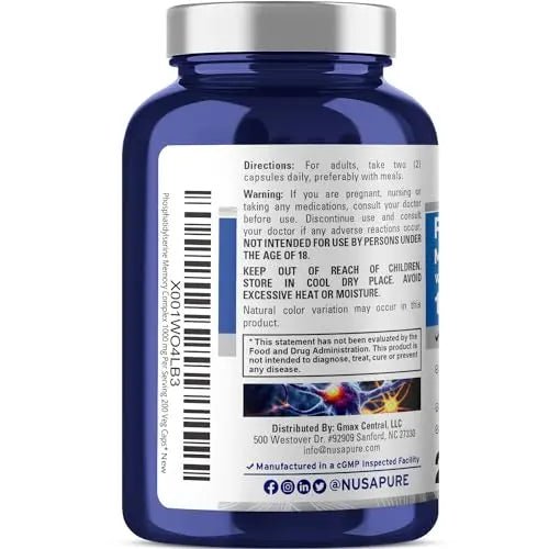 NusaPure Phosphatidylserine Memory Ultimate Complex 1000mg 200 Vegetarian Caps - TrustMedUSA