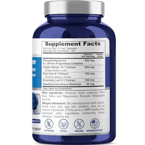 NusaPure Phosphatidylserine Memory Ultimate Complex 1000mg 200 Vegetarian Caps - TrustMedUSA