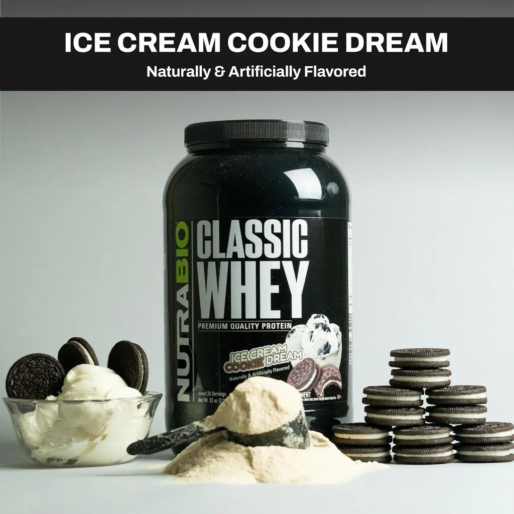 NutraBio Classic Whey Protein Powder- 25G of Protein Per Scoop - Ice Cream Cookie - TrustMedUSA