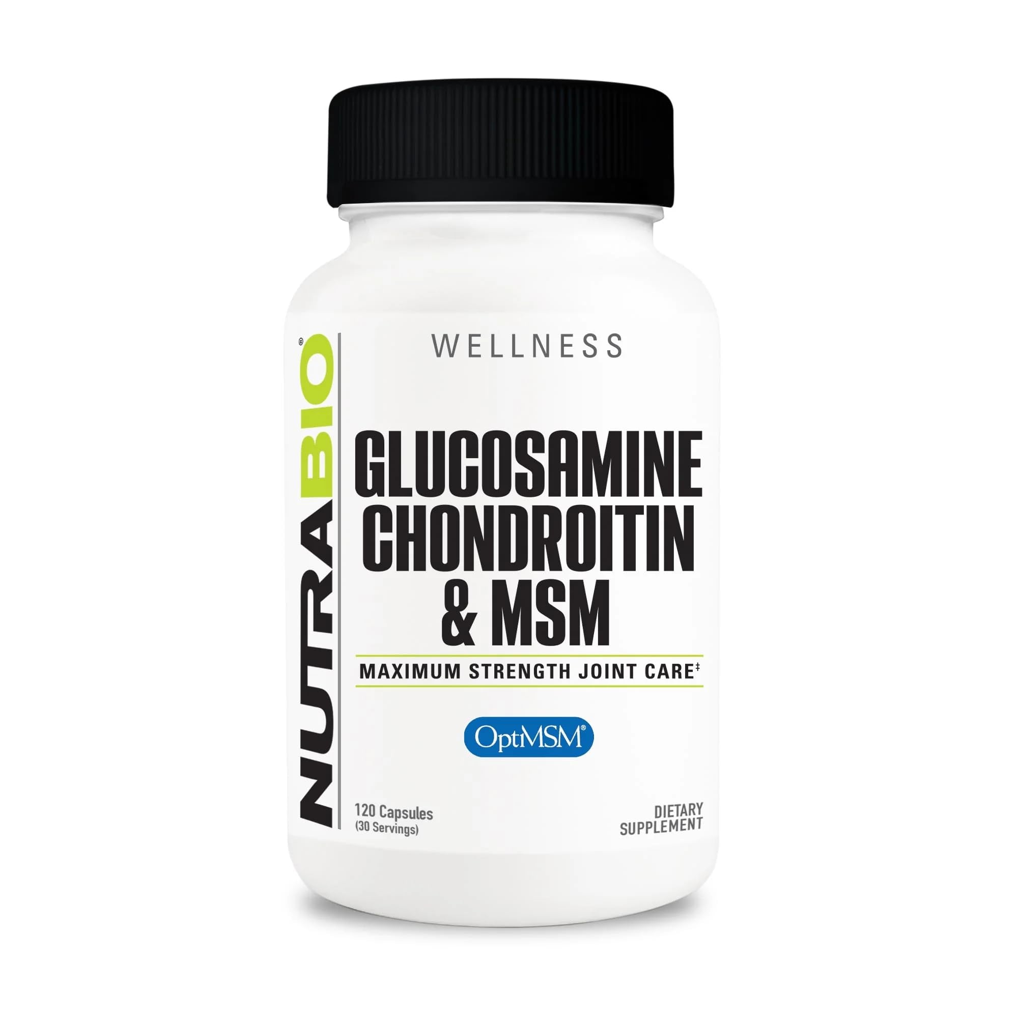 NutraBio Glucosamine Chondroitin & OptiMSM Supplement, Joint Support Formula - 120 Capsules (120 Count) - TrustMedUSA