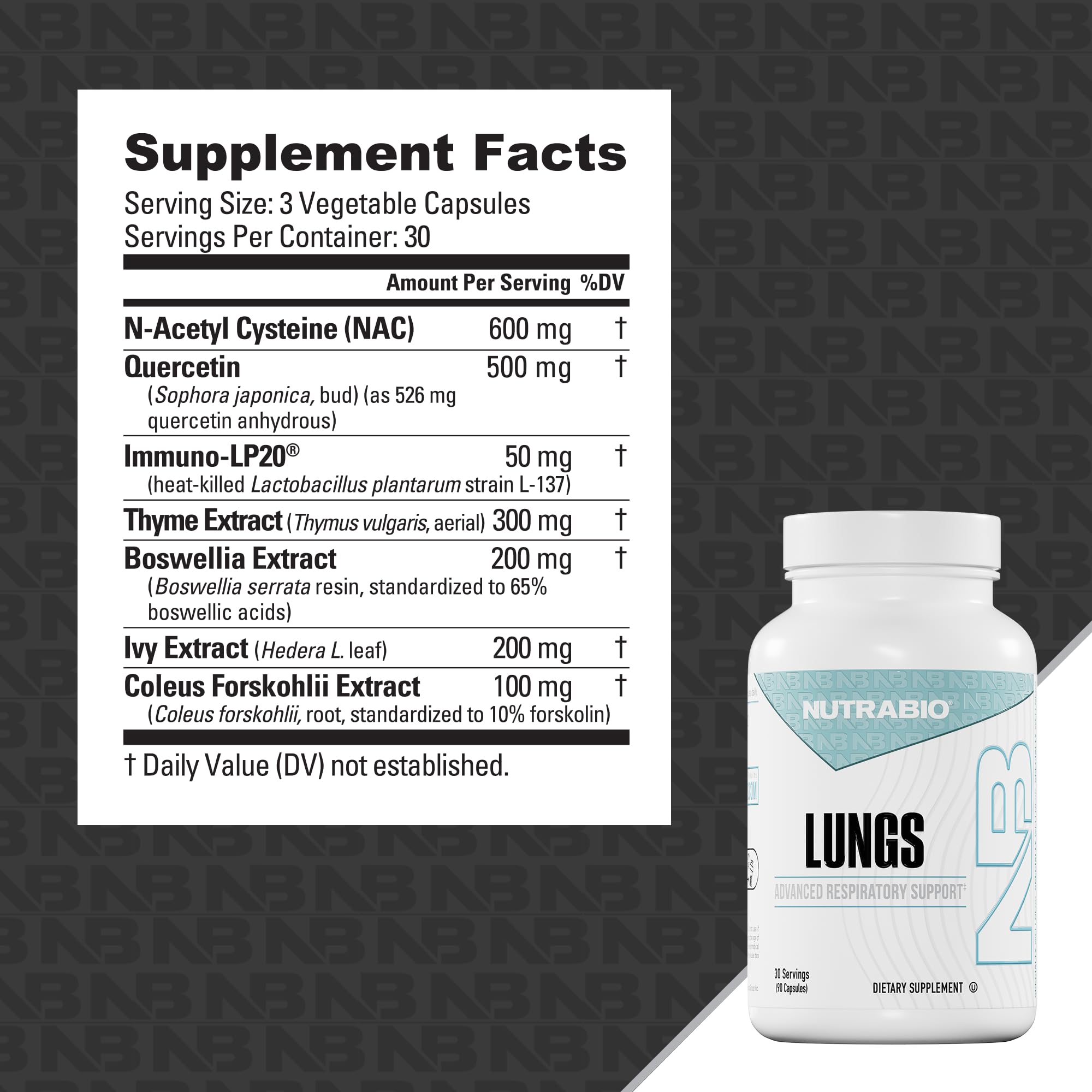 NutraBio Lungs Supplement - Blend of Immuno-LP20 and Natural Extracts to Help Support Respiratory & Immune Health - 90 Capsules - TrustMedUSA