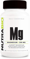 NutraBio Magnesium Supplement, Magnesium Glycinate for Sleep, Biglycinate, D-Magnesium Malate, Muscle & Nerve Support, for Men and Women, 120 Vegetable Capsules - TrustMedUSA