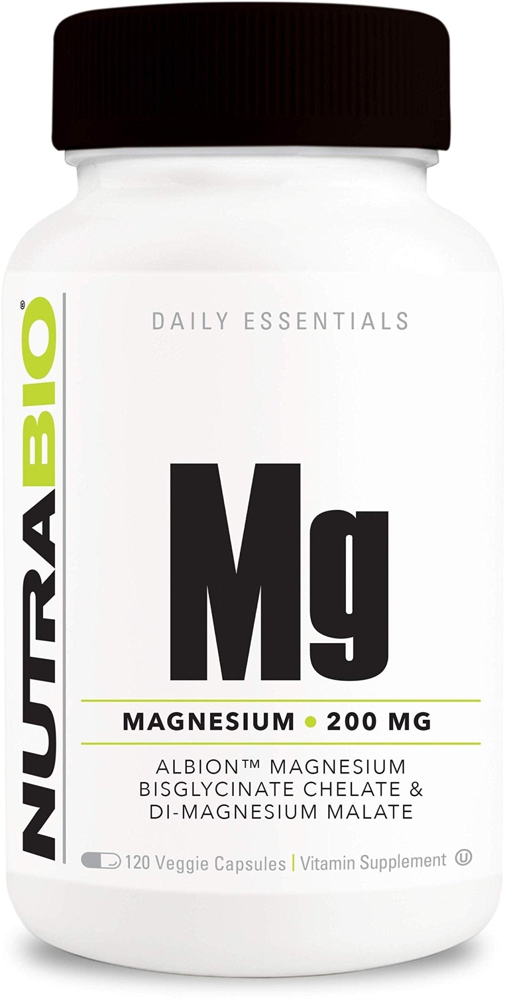 NutraBio Magnesium Supplement, Magnesium Glycinate for Sleep, Biglycinate, D-Magnesium Malate, Muscle & Nerve Support, for Men and Women, 120 Vegetable Capsules - TrustMedUSA