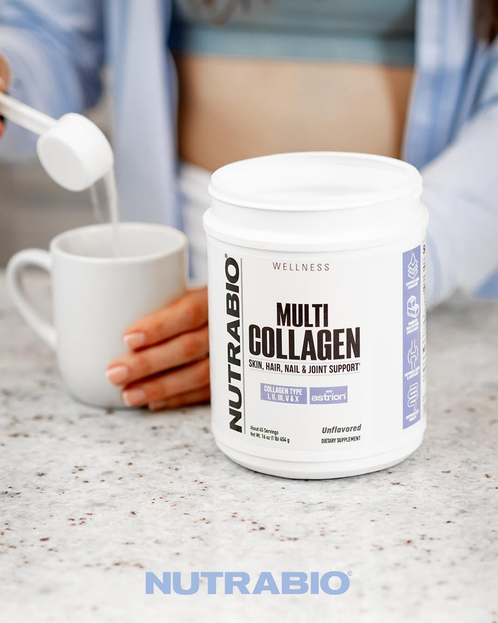 NutraBio Multi Collagen Powder - Hydrolyzed Collagen Peptides for Glowing Hair & Skin - Grass-Fed - Collagen Powder for Women and Men - 40 Servings- Unflavored - Maple Wellness Supplements