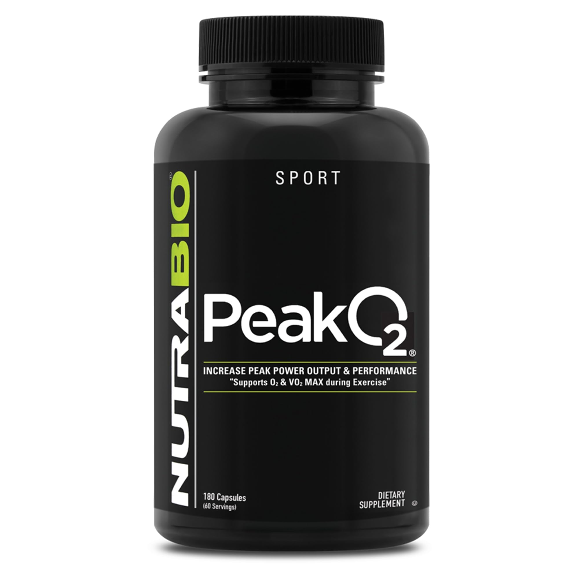 NutraBio PeakO2 Workout Supplement, 180 Capsules - Mushroom Blend Supplement to Help Enhance Athletic Performance and Overall Health, 60 Servings - TrustMedUSA