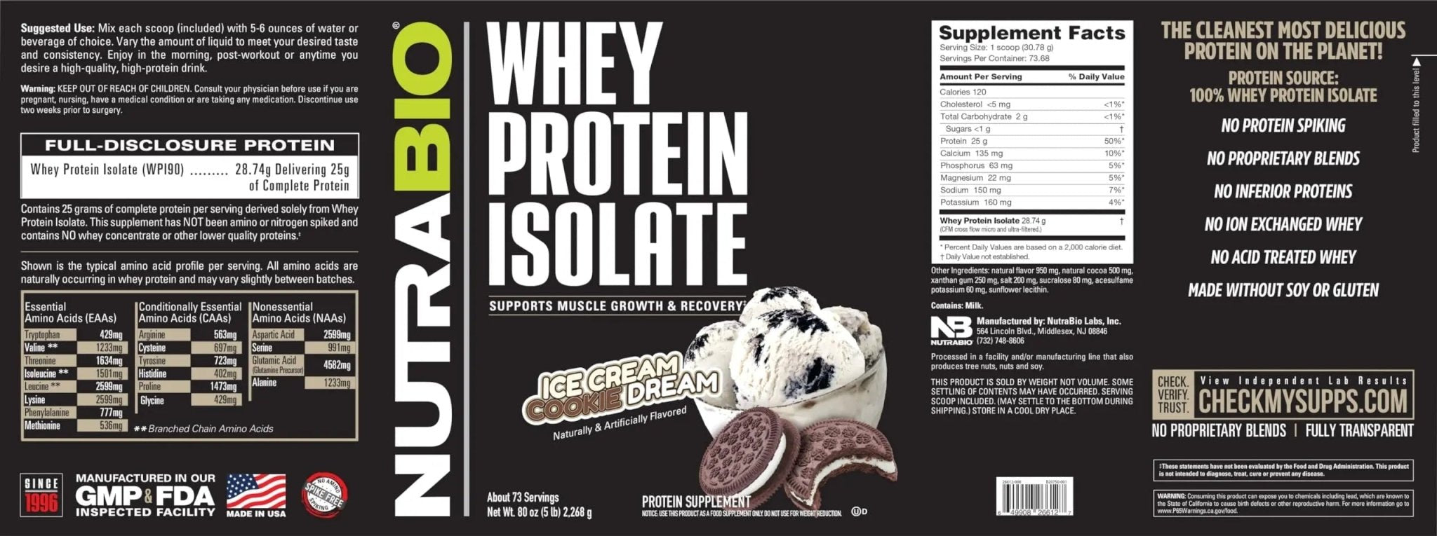 NutraBio Whey Protein Isolate Supplement – 25g of Protein Per Scoop with Complete - TrustMedUSA