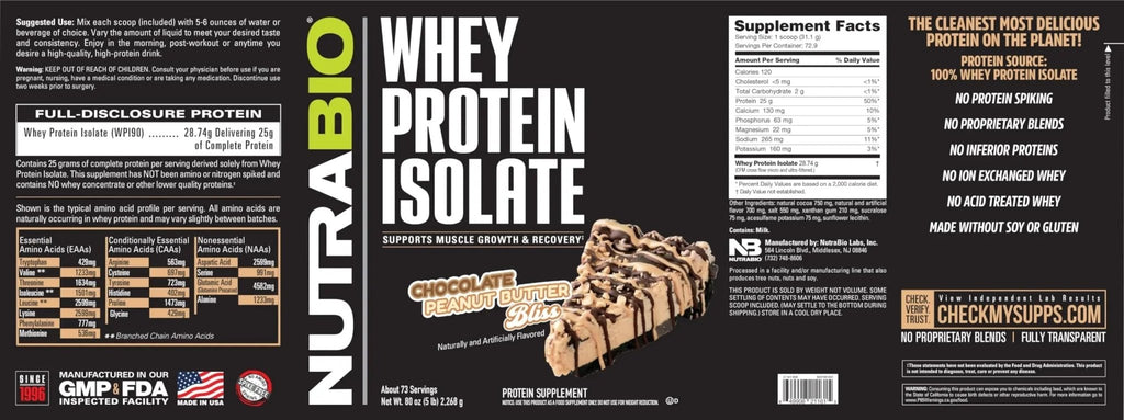NutraBio Whey Protein Isolate Supplement – 25g of Protein Per Scoop with Complete - TrustMedUSA