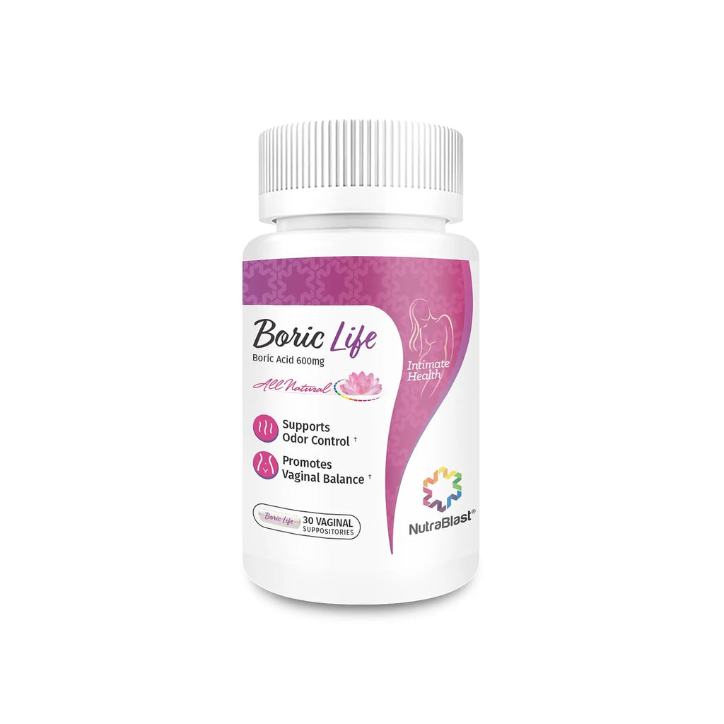 NutraBlast Boric Acid Suppositories - 100% Pure Made in USA - Boric Life Intimate Health Support (30 Count) - TrustMedUSA