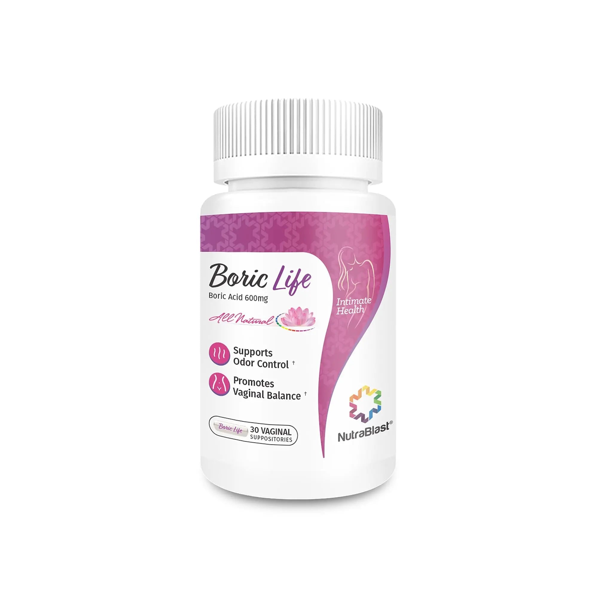 NutraBlast Boric Acid Suppositories - 100% Pure Made in USA - Boric Life Intimate Health Support (30 Count) - TrustMedUSA