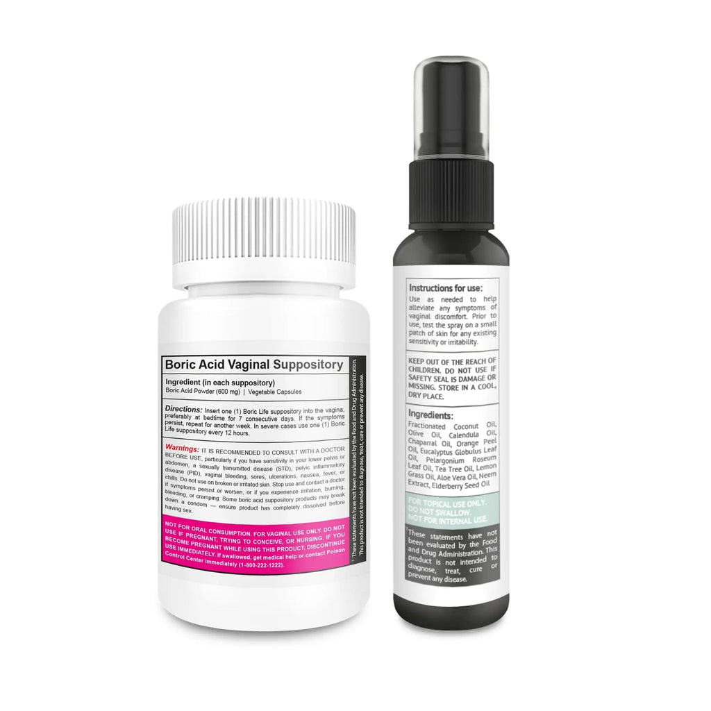 NutraBlast Boric Acid Vaginal Suppositories 600mg (30 Count) Bundle with Intimist Essential Oils Blend Spray (2 fl oz) - TrustMedUSA