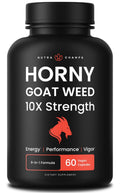 NutraChamps Horny Goat Weed, 1000mg Epimedium Energy Supplement, 10X Strength Icariin, Ginseng, Tribulus & Maca Pills for Women & Men, Enhanced Absorption with Black Pepper, 60 Vegan Capsules - TrustMedUSA