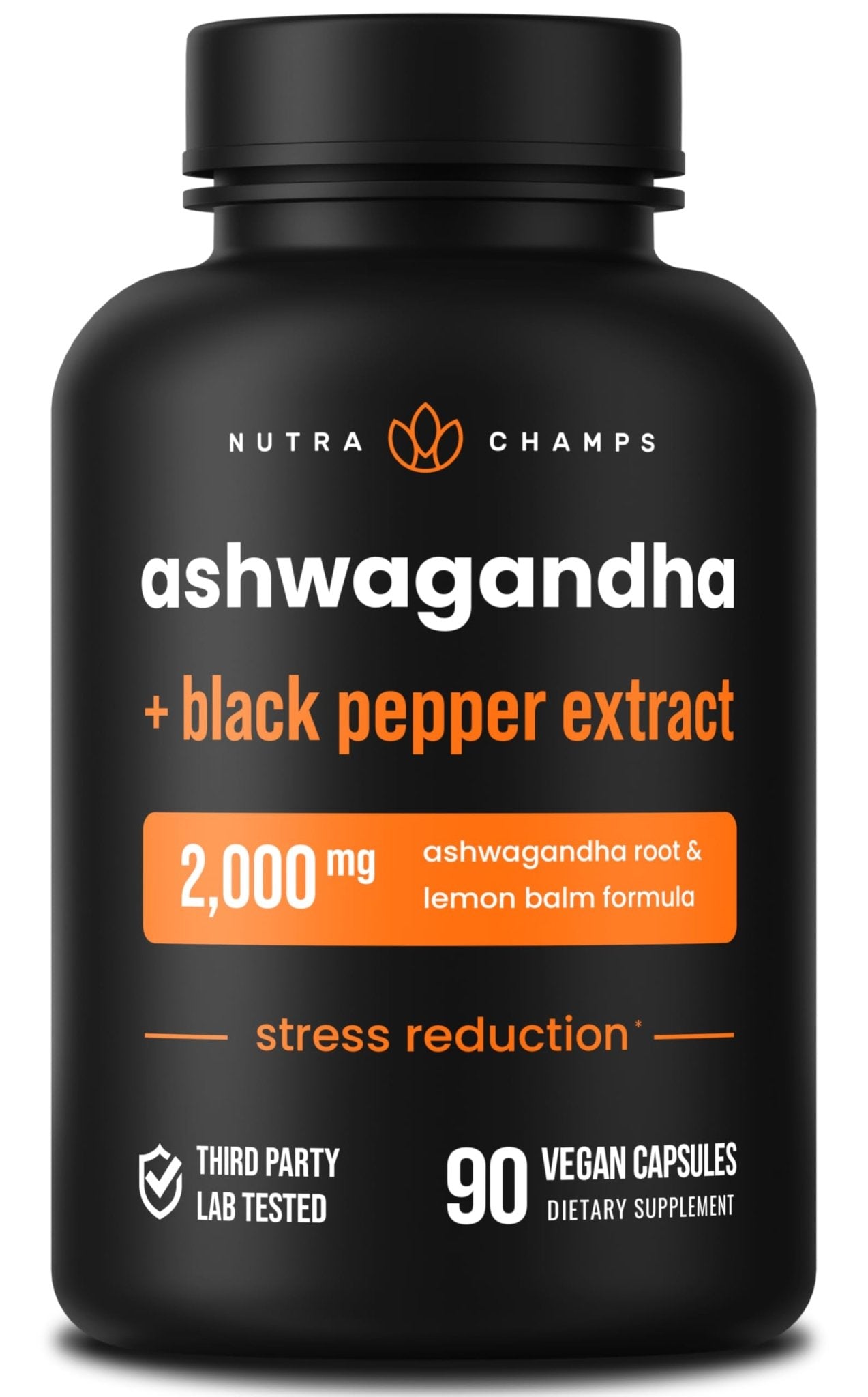 NutraChamps Organic Ashwagandha Capsules, 2000mg Adrenal Fatigue, Thyroid & Mood Support Ashwagandha Supplements, Ashwagandha Root Powder & Lemon Balm, Superior Absorption with Black Pepper - TrustMedUSA