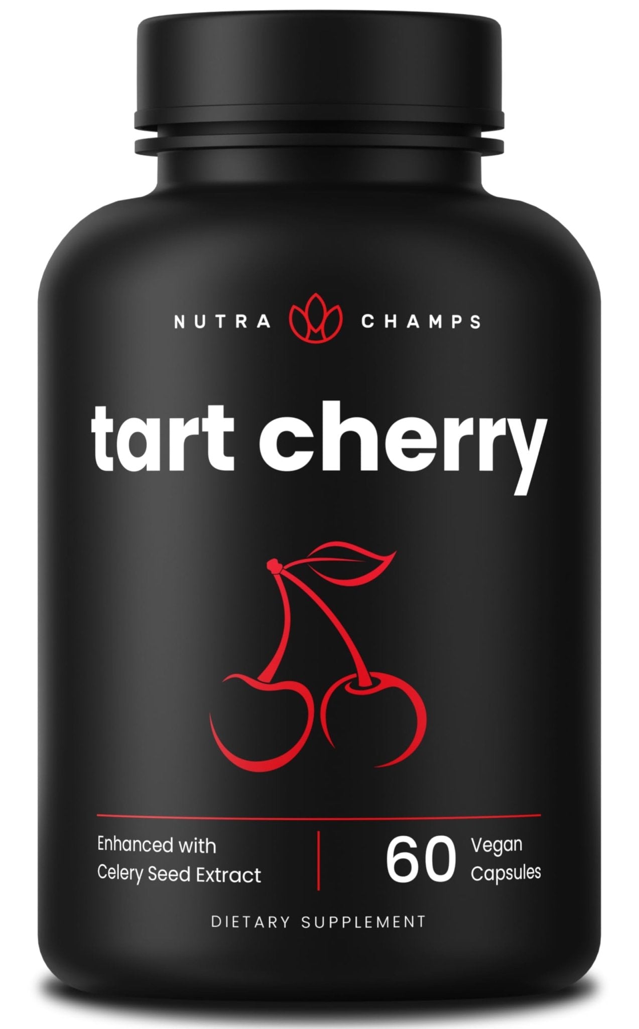NutraChamps Organic Tart Cherry Extract Capsules - Made from Montmorency Tart Cherry Concentrate, Celery Seed & Bilberry - Uric Acid Cleanse & Joint Support - Vegan Capsules - TrustMedUSA