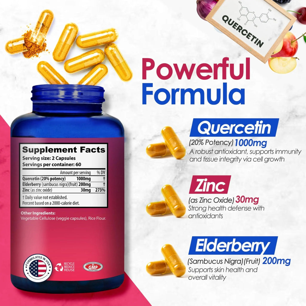 Nutradora Quercetin 1000mg Per Serving Veggie Capsules, Non-GMO - TrustMedUSA