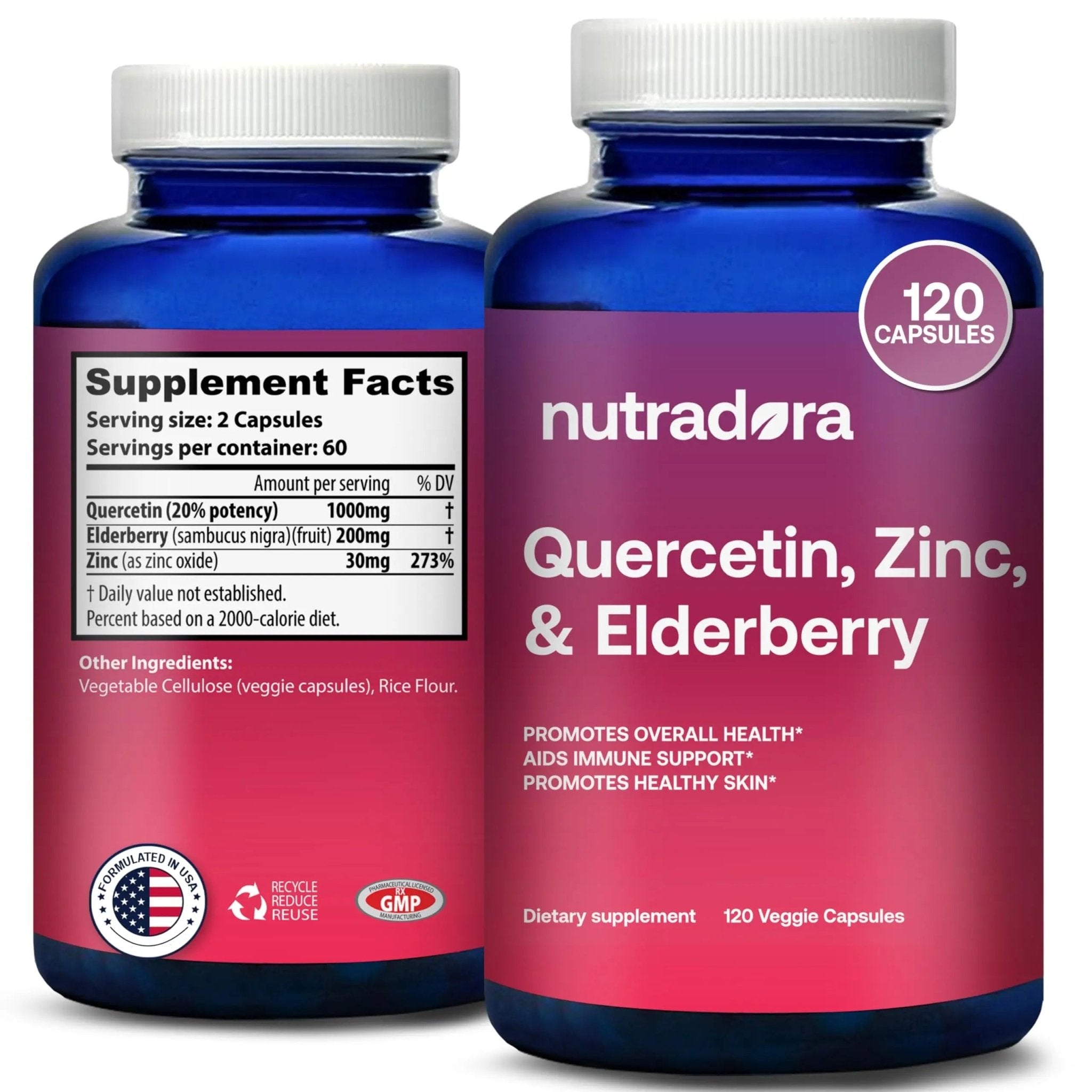 Nutradora Quercetin 1000mg Per Serving Veggie Capsules, Non-GMO - TrustMedUSA
