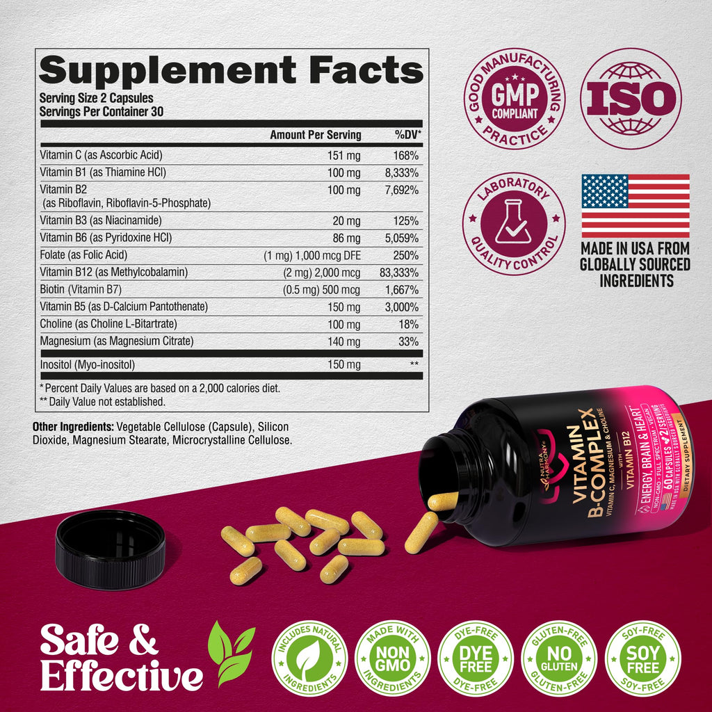 NUTRAHARMONY Vitamin B Complex & Glucosamine Chondroitin Capsules - TrustMedUSA