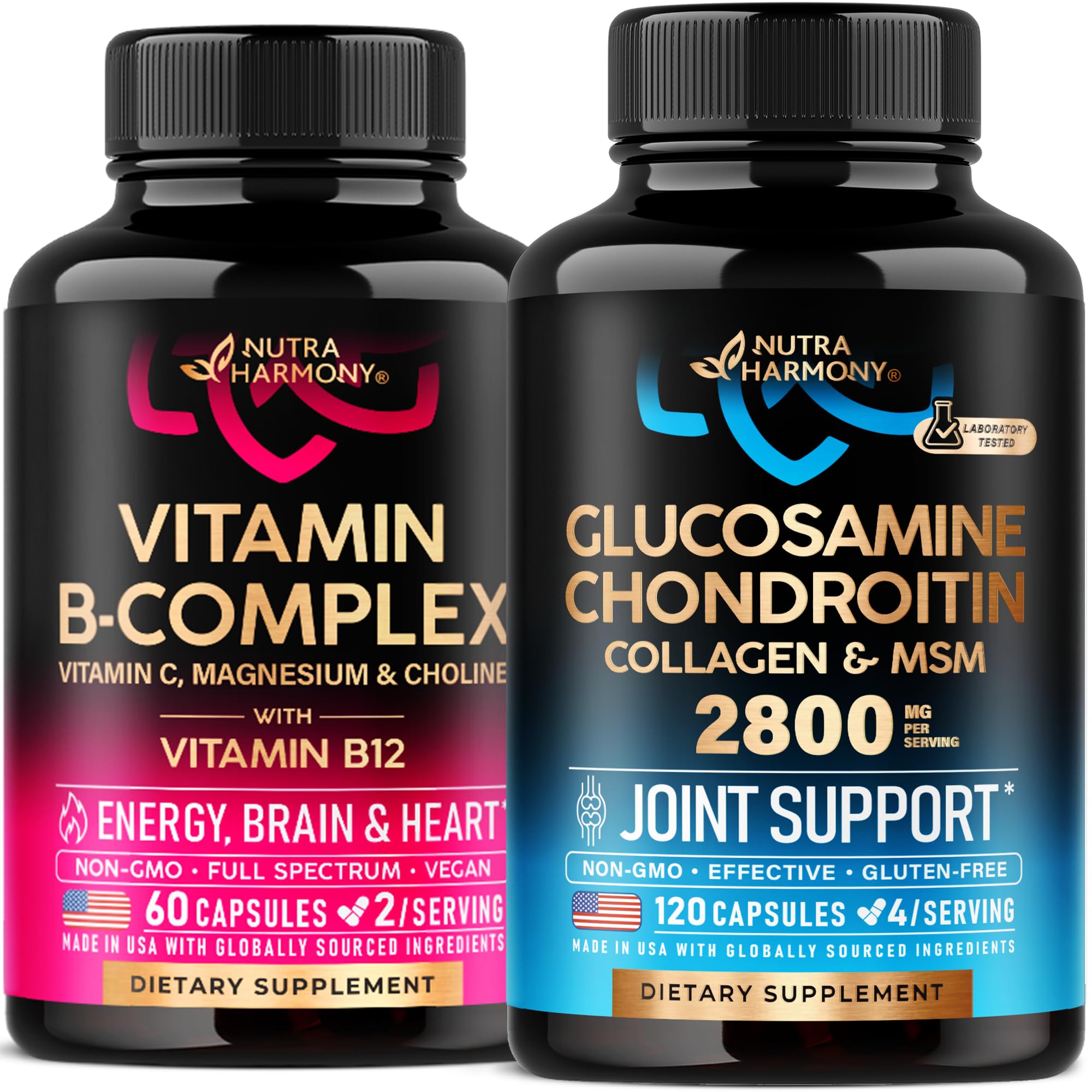 NUTRAHARMONY Vitamin B Complex & Glucosamine Chondroitin Capsules - TrustMedUSA