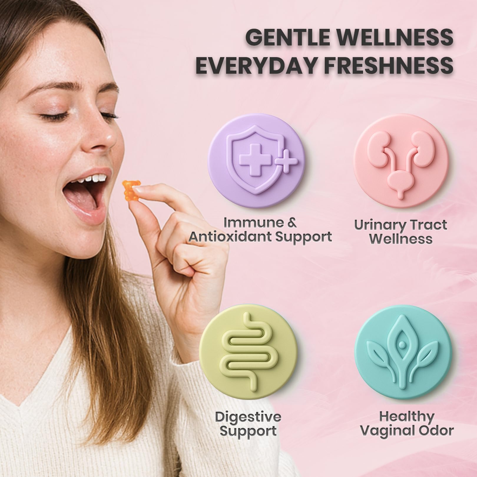 NUTRAJOY Premium Feminine Balance Gummies, for Women's Ph Health, Vaginal Wellness Support, Immune Support, Energy Support, Hawaiian Pineapple, Vegan Gluten-Free, 60 Gummies - TrustMedUSA