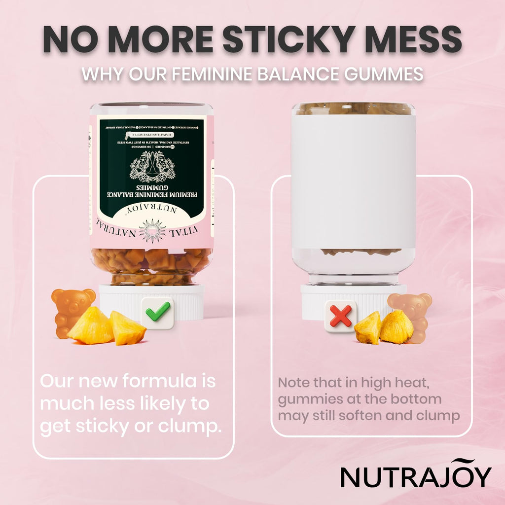 NUTRAJOY Premium Feminine Balance Gummies, for Women's Ph Health, Vaginal Wellness Support, Immune Support, Energy Support, Hawaiian Pineapple, Vegan Gluten-Free, 60 Gummies - TrustMedUSA
