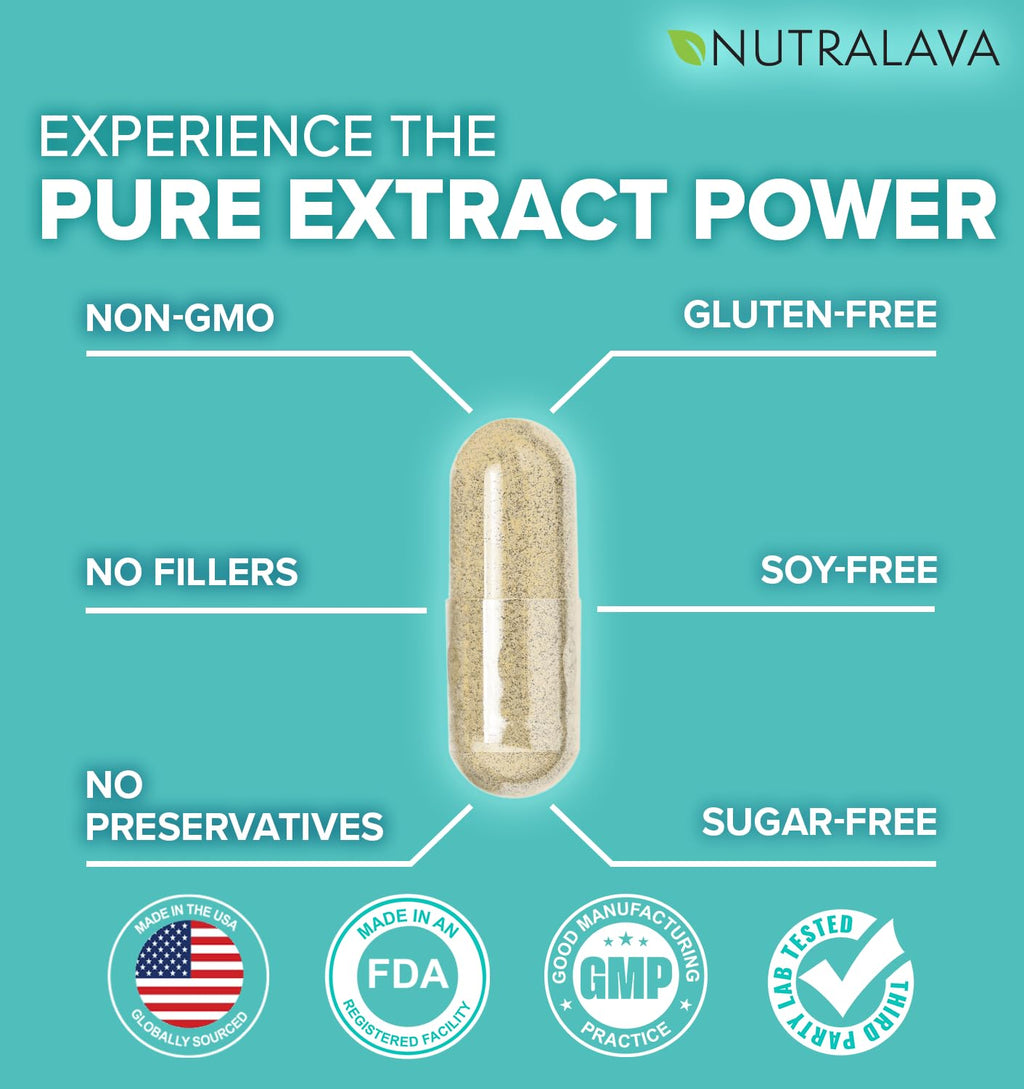 NUTRALAVA Sea Moss Pills, All-in-One Blend with Irish Sea Moss Black Seed Oil Ashwagandha, Sea Moss Capsules for Women and Men - Gluten-Free, Non-GMO, 60 Capsules - TrustMedUSA