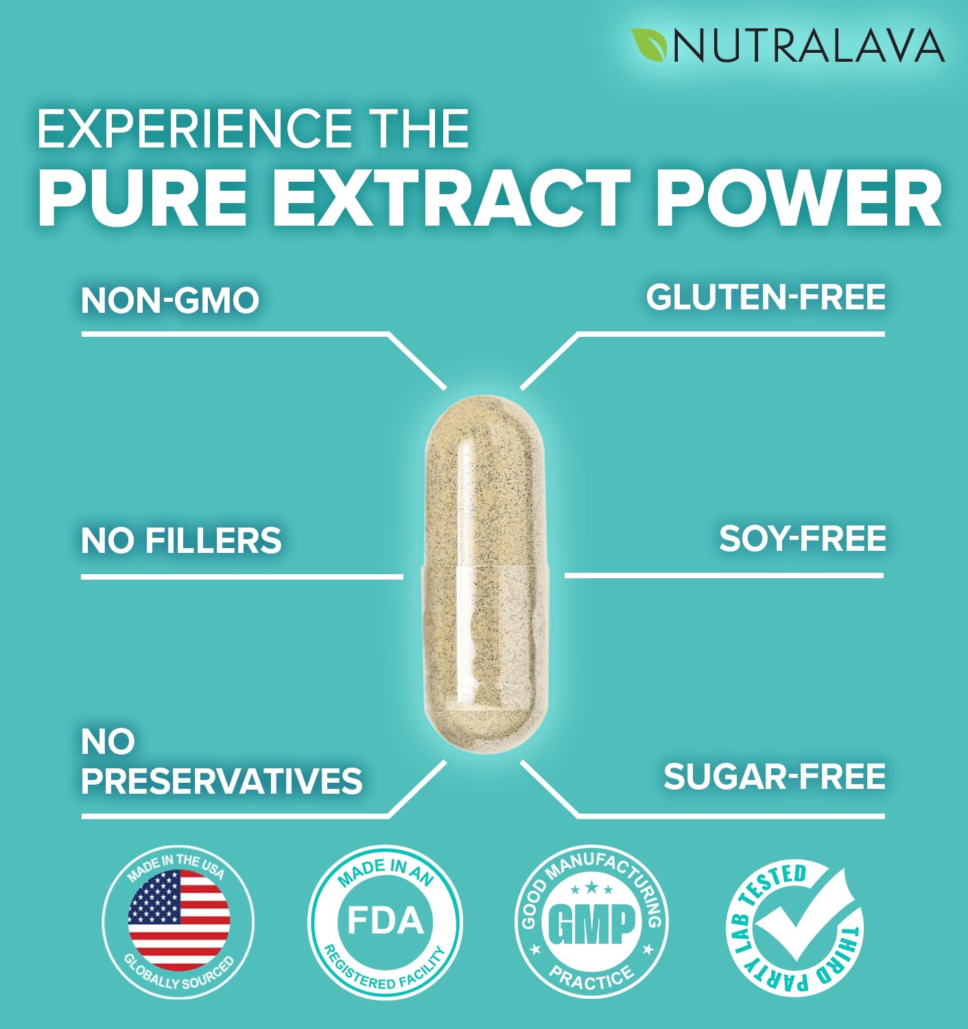 NUTRALAVA Sea Moss Pills, All-in-One Blend with Irish Sea Moss Black Seed Oil Ashwagandha, Sea Moss Capsules for Women and Men - Gluten-Free, Non-GMO, 60 Capsules - TrustMedUSA
