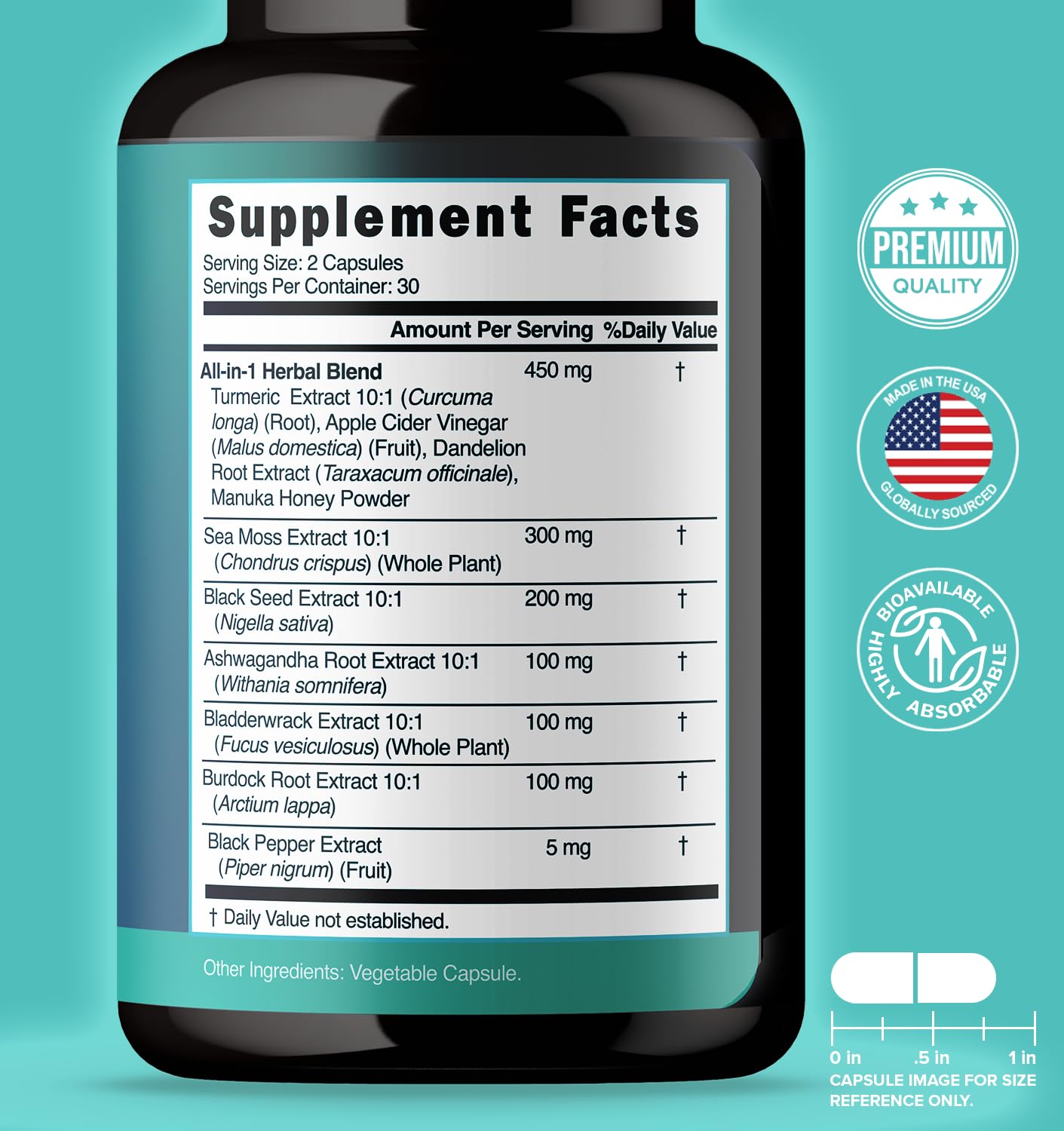 NUTRALAVA Sea Moss Pills, All-in-One Blend with Irish Sea Moss Black Seed Oil Ashwagandha, Sea Moss Capsules for Women and Men - Gluten-Free, Non-GMO, 60 Capsules - TrustMedUSA