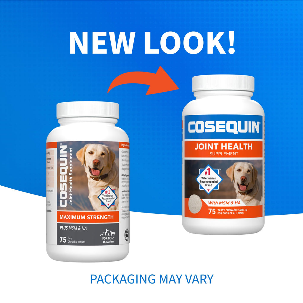 Nutramax Cosequin for Dogs Joint Health Supplement, Contains Glucosamine for Dogs, Plus Chondroitin, MSM and HA, Supports Healthy Joints, Chewable Tablets, 75 Count - TrustMedUSA