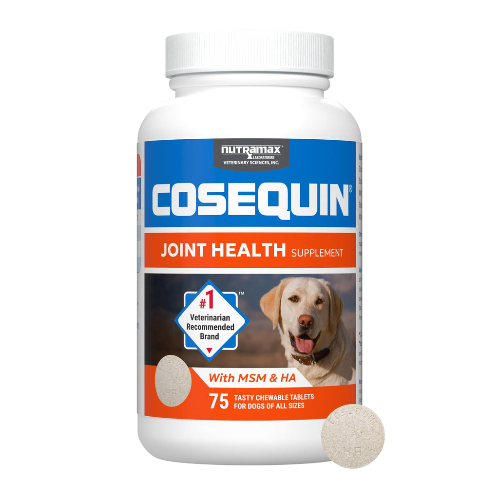 Nutramax Cosequin for Dogs Joint Health Supplement, Contains Glucosamine for Dogs, Plus Chondroitin, MSM and HA, Supports Healthy Joints, Chewable Tablets, 75 Count - TrustMedUSA