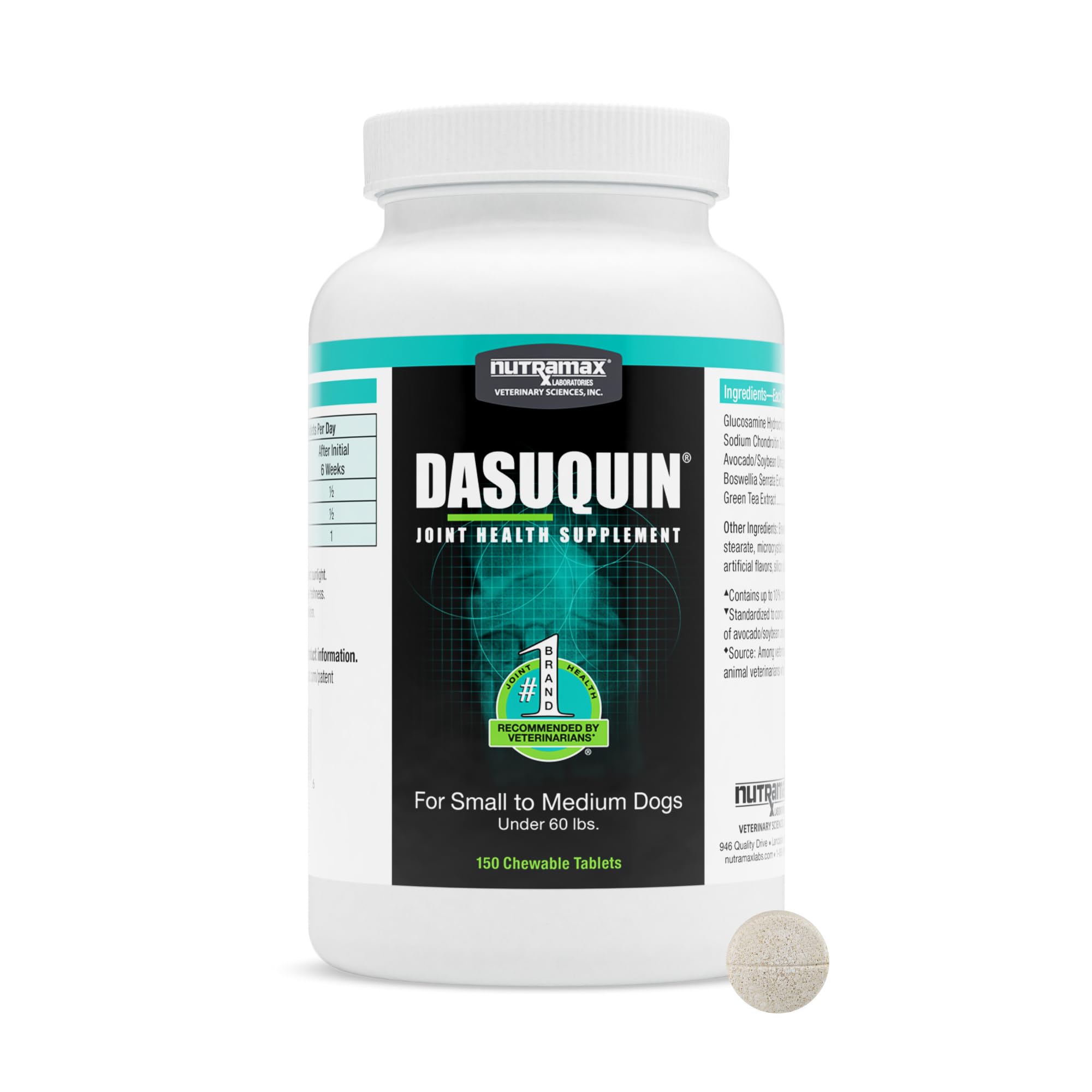 Nutramax Dasuquin for Small to Medium Dogs, Joint Health Supplement, Contains Glucosamine for Dogs, Plus Chondroitin, ASU and More, Supports Healthy Joints, Chewable Tablets, 150 Count - TrustMedUSA