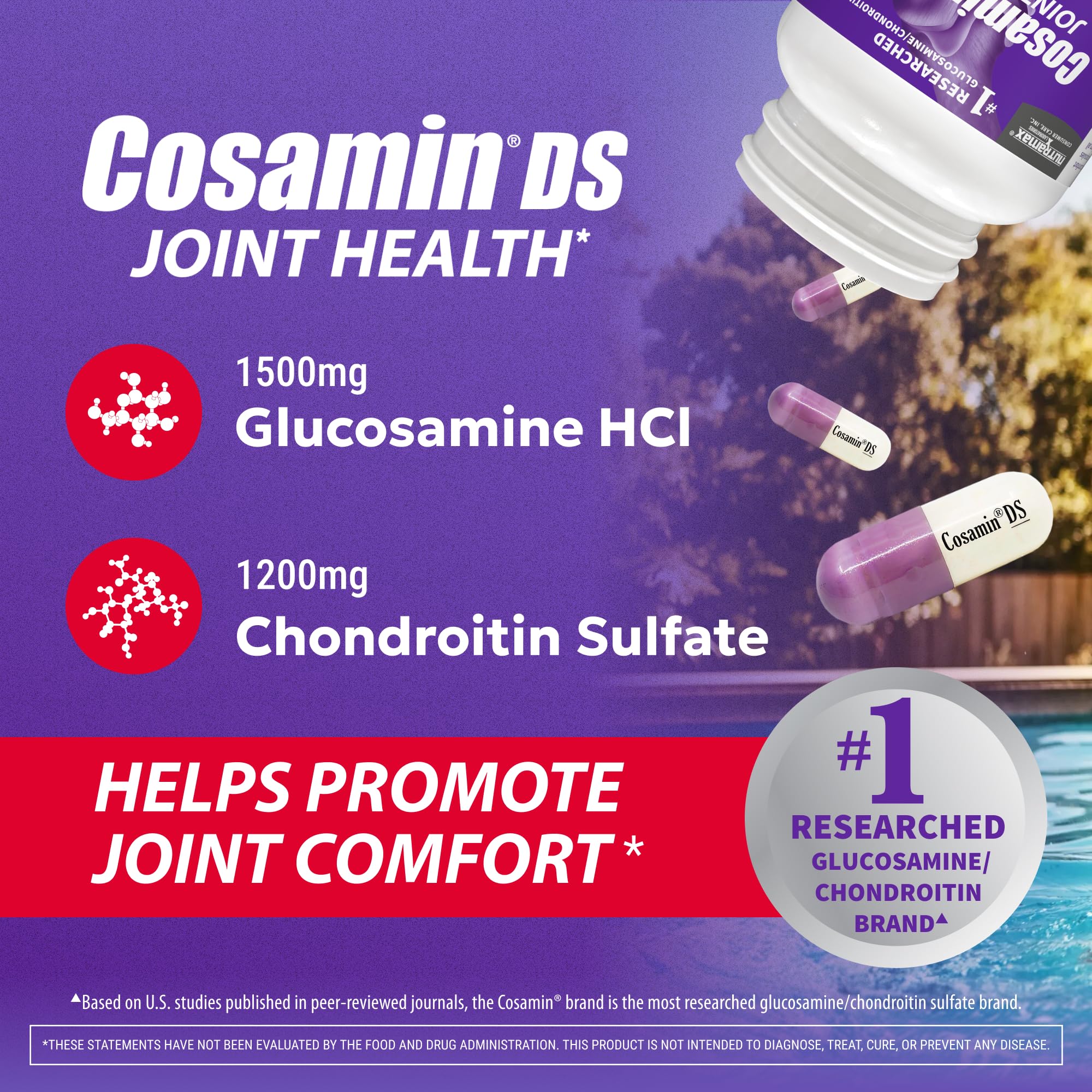 Nutramax Laboratories Cosamin® DS Joint Health Supplement with Glucosamine & Chondroitin for Adult Men & Women, Joint Supplement, 180 Capsules - TrustMedUSA