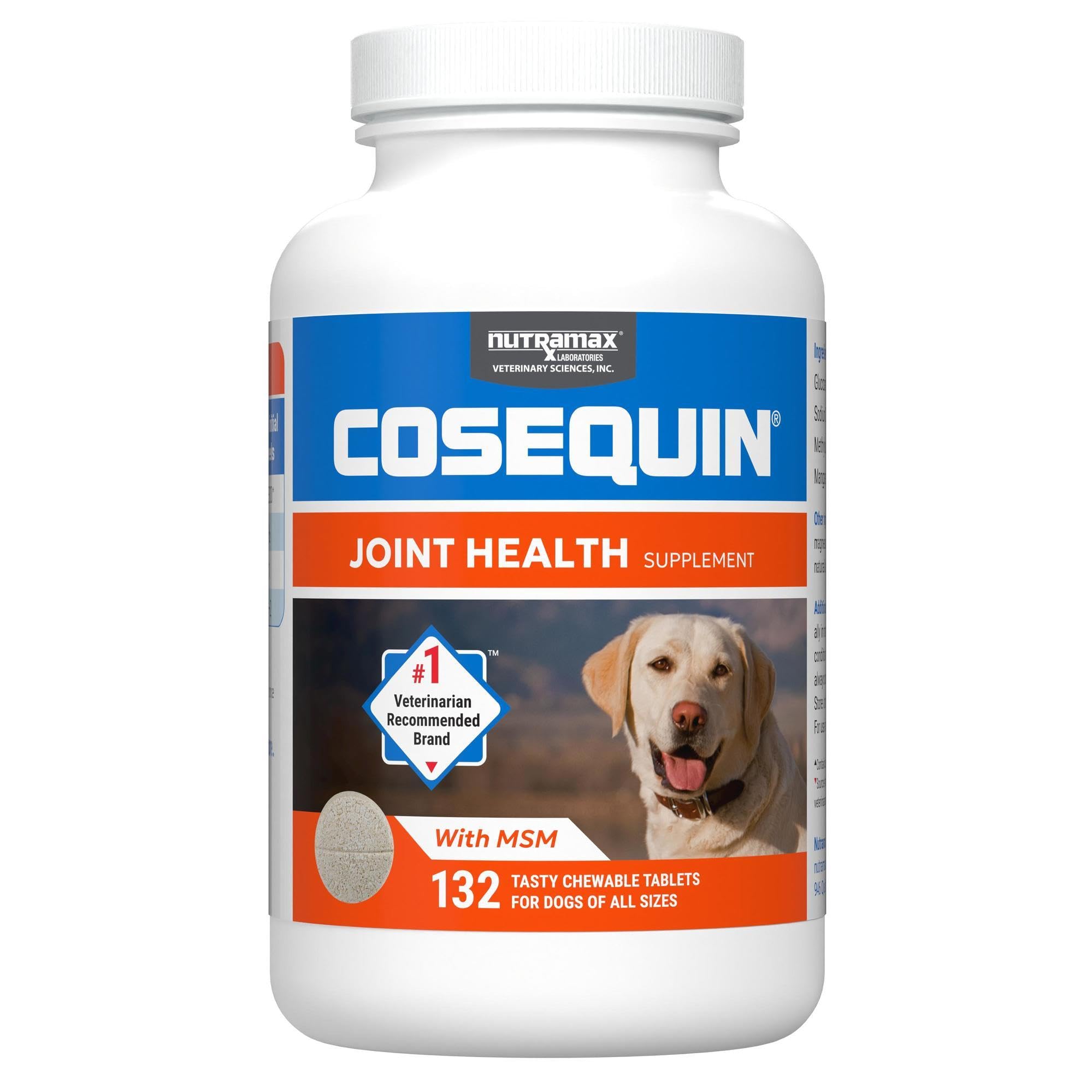 Nutramax Laboratories Cosequin Maximum Strength Joint Health Supplement for Dogs - With Glucosamine, Chondroitin, and MSM, 2 Pack, 264 Total Chewable Tablets - TrustMedUSA