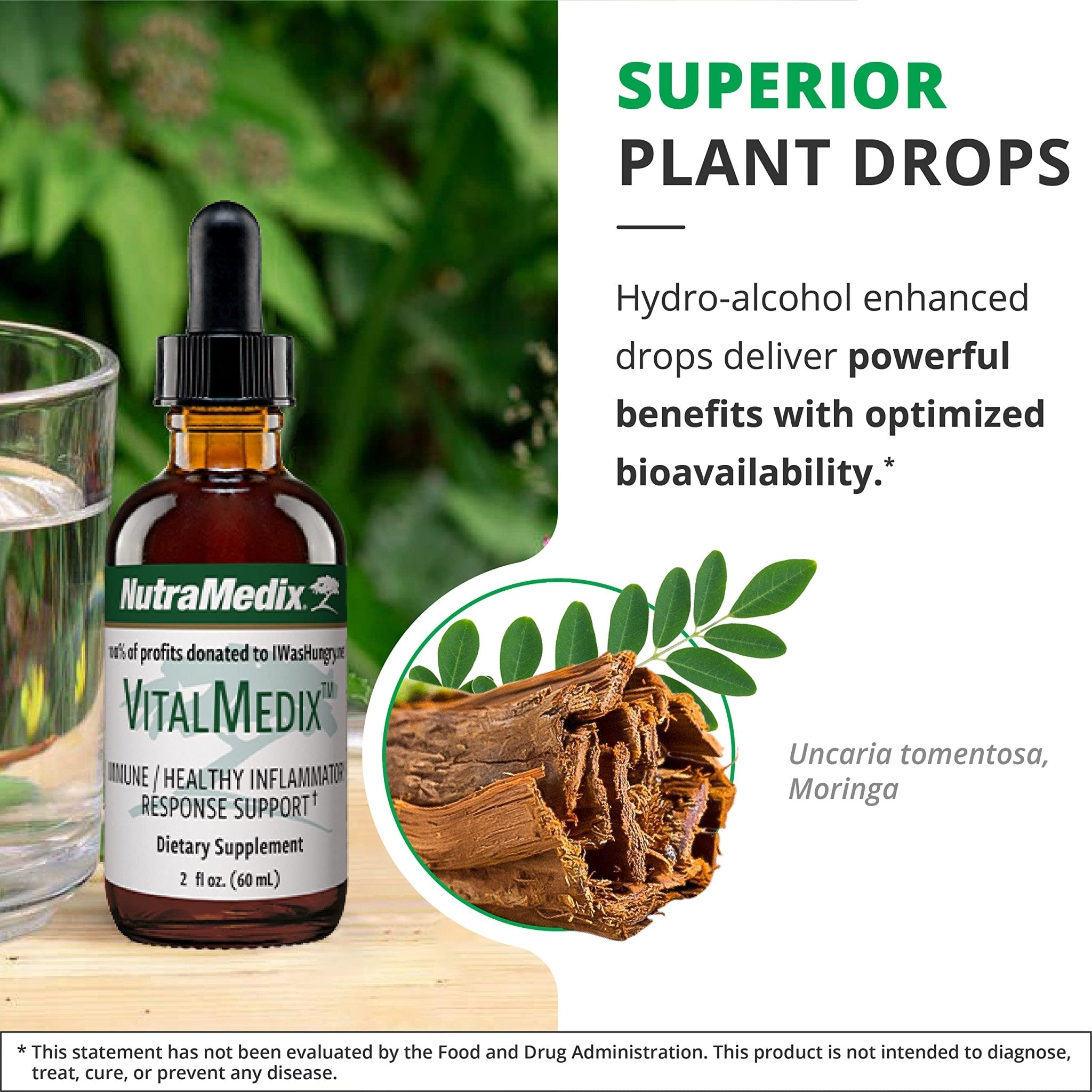 NutraMedix VitalMedix - Cat's Claw & Moringa Plant Extract - Daily Energy Supplement for Immune Health & Overall Vitality - Rich in Vitamins & Minerals (2oz) - TrustMedUSA