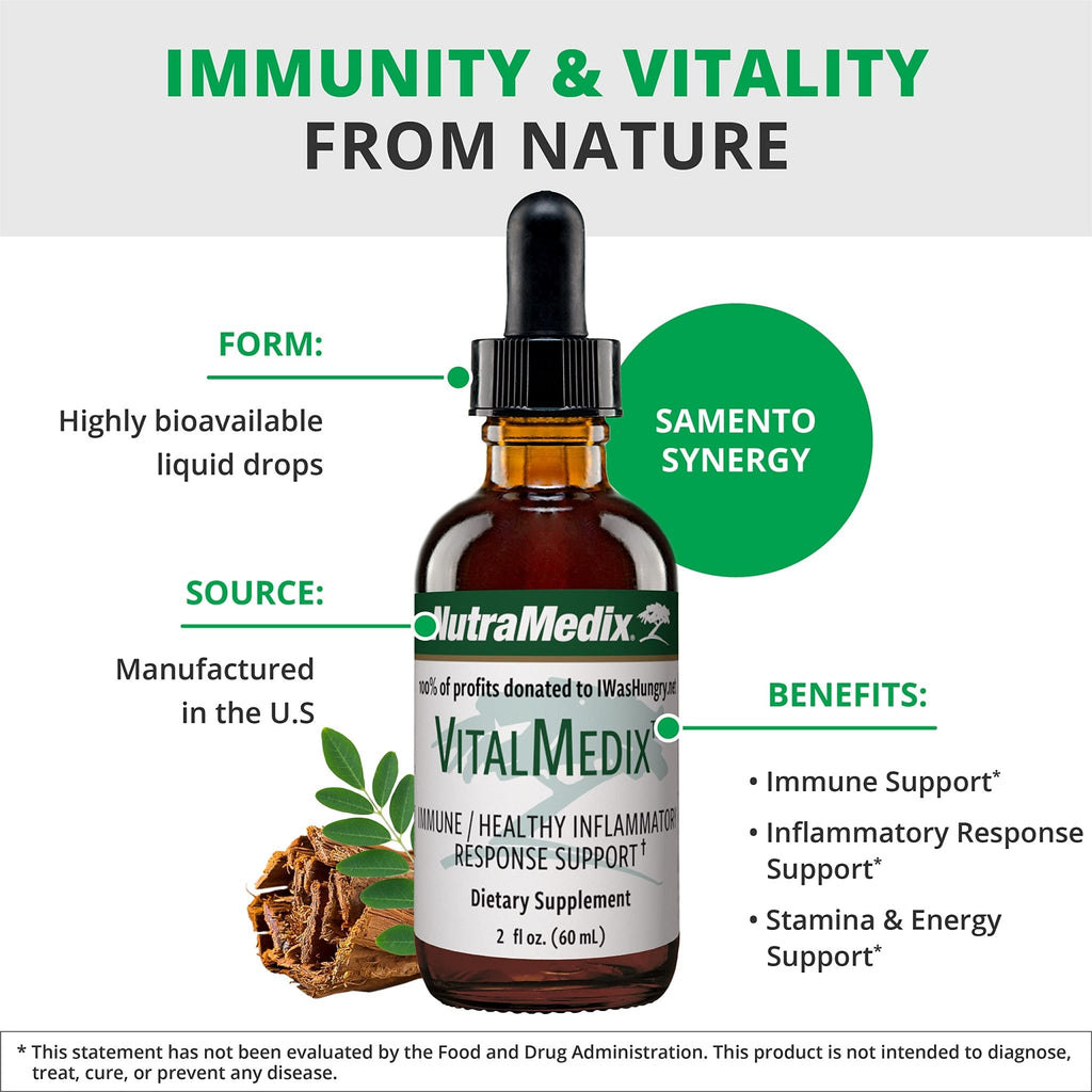 NutraMedix VitalMedix - Cat's Claw & Moringa Plant Extract - Daily Energy Supplement for Immune Health & Overall Vitality - Rich in Vitamins & Minerals (2oz) - TrustMedUSA