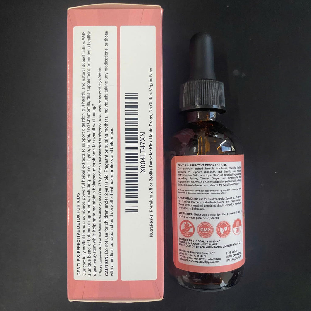 NutraPeaks Kids Liquid Botanical Drops – Natural Blend with Prebiotics, Chamomile, Ginger & Elderberry – Sugar-Free, Alcohol-Free, Non-GMO – 2 fl oz - TrustMedUSA
