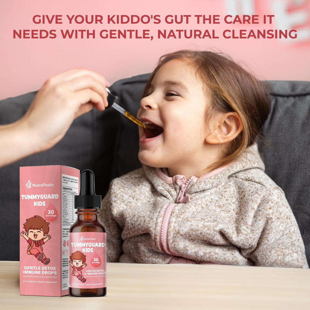 NutraPeaks Kids Liquid Botanical Drops – Natural Blend with Prebiotics, Chamomile, Ginger & Elderberry – Sugar-Free, Alcohol-Free, Non-GMO – 2 fl oz - TrustMedUSA