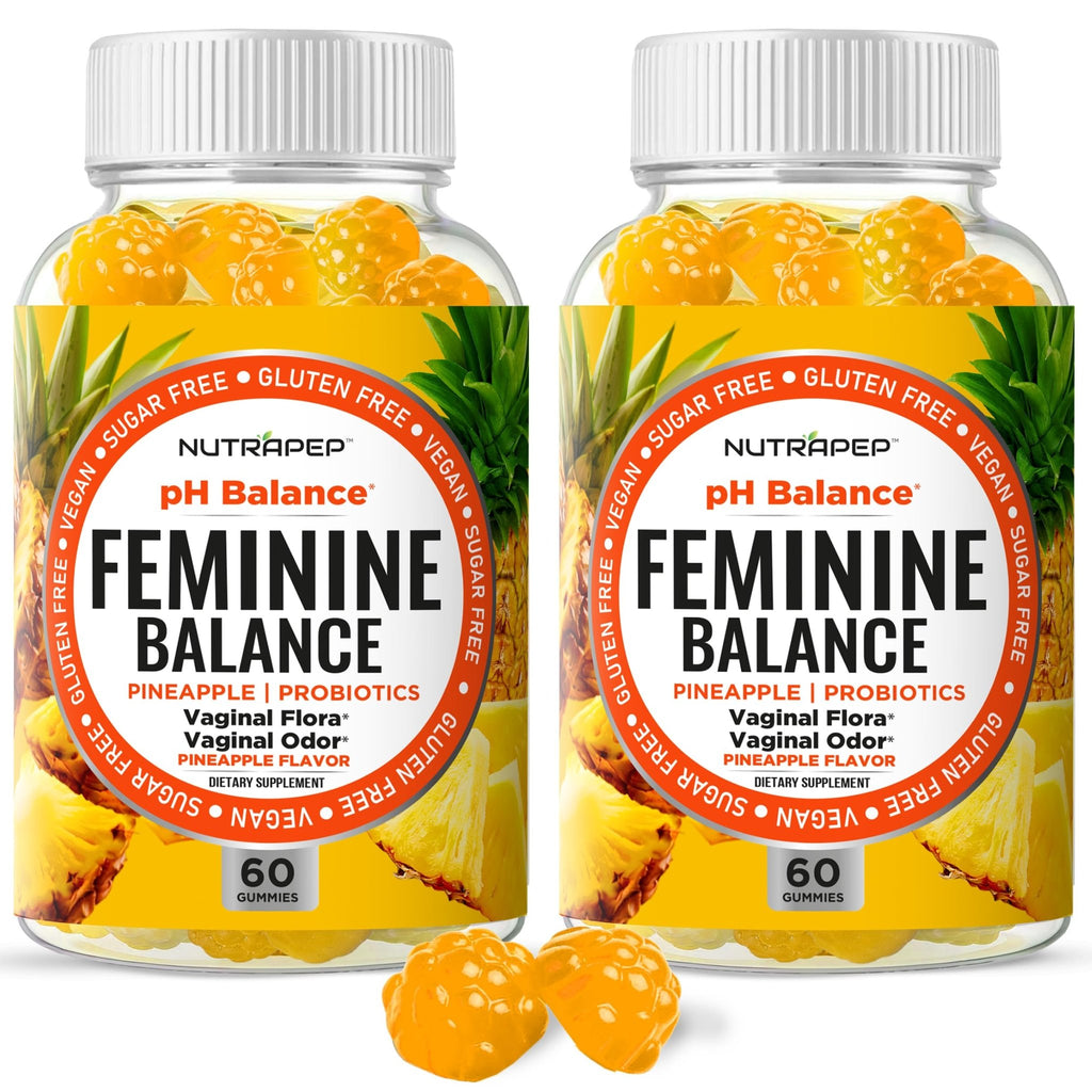 NutraPep Feminine Balance Probiotics Gummies for Women - Vaginal Health & Women's pH Balance Natural Gummy Supplement with Cranberry Pineapple Powder - Sugar Free Gluten Free Vegan (Pack of 2) - TrustMedUSA