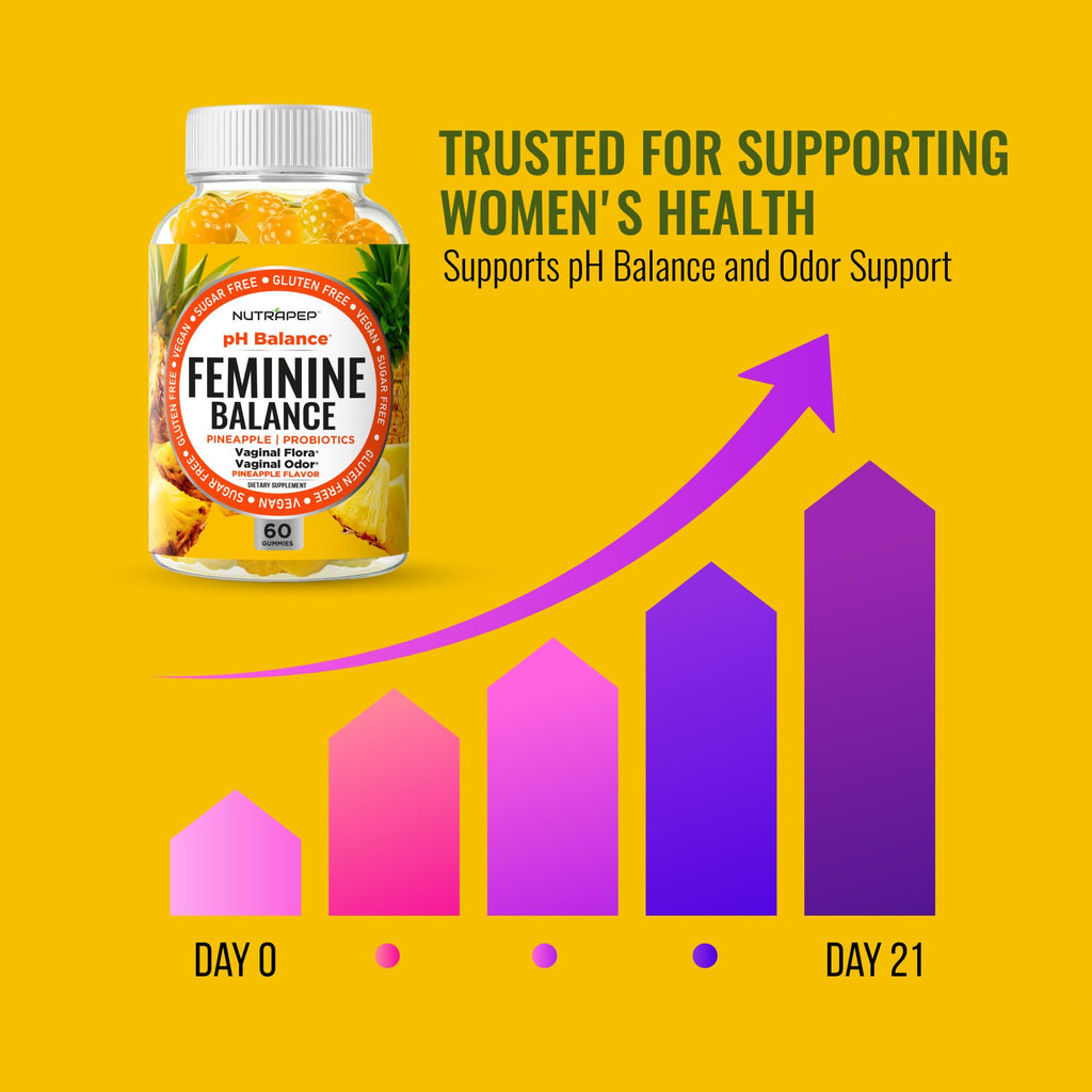 NutraPep Feminine Balance Probiotics Gummies for Women - Vaginal Health & Women's pH Balance Natural Gummy Supplement with Cranberry Pineapple Powder - Sugar Free Gluten Free Vegan (Pack of 2) - TrustMedUSA