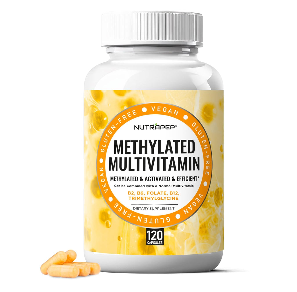 NutraPep Methylated Multivitamin for Men Women - 5-MTHF Riboflavin Vitamin B2 B6 B12 B Complex Trimethylglycine Methyl Folate L Methylfolate Capsules Supplement - TrustMedUSA