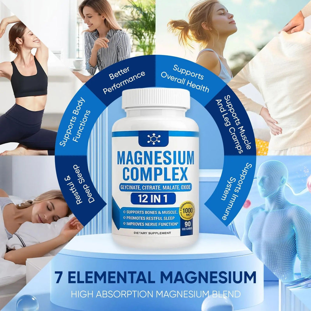 Nutrapure Magnesium Complex 7 Elemental Supplement - Magnesio Complex 1000mg Forms Including Glycinate, Citrate, Malate, Taurate Chelated | Energy Support | Vegan Non-GMO, 90 Capsules (2) - TrustMedUSA