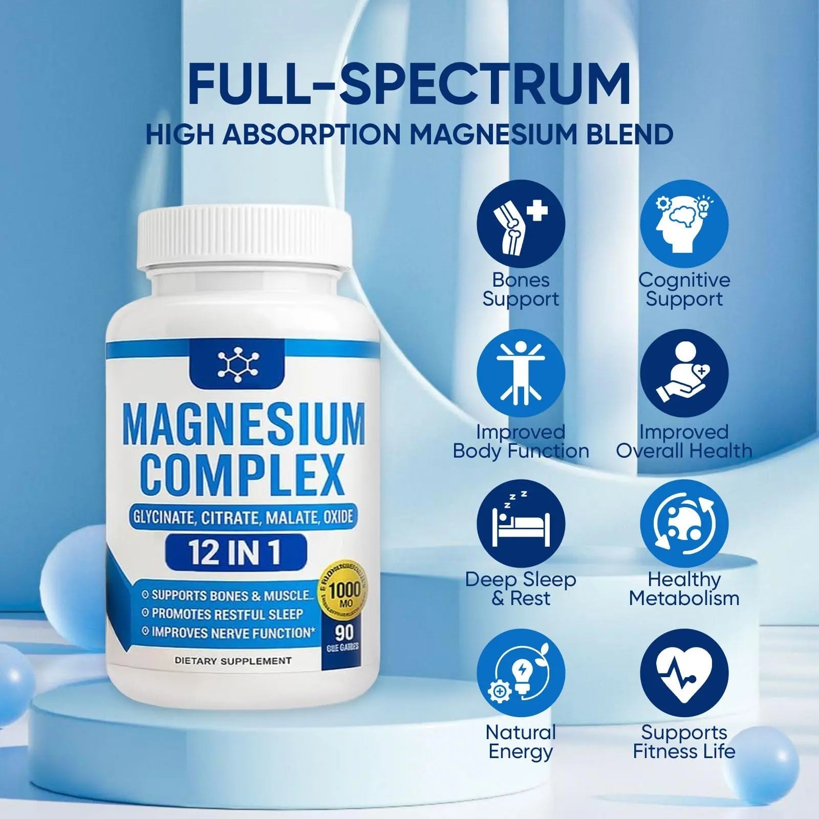 Nutrapure Magnesium Complex 7 Elemental Supplement - Magnesio Complex 1000mg Forms Including Glycinate, Citrate, Malate, Taurate Chelated | Energy Support | Vegan Non-GMO, 90 Capsules (2) - TrustMedUSA
