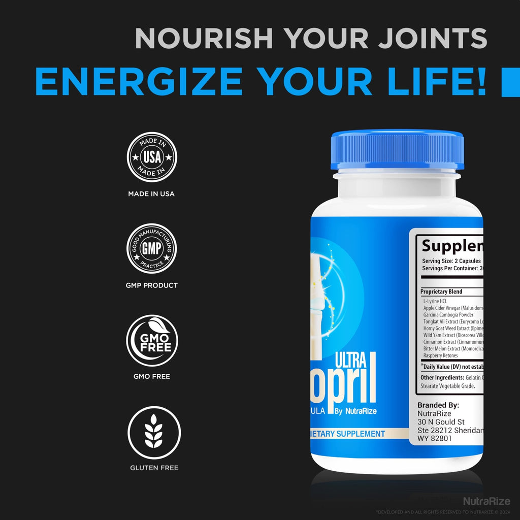 NutraRize (2 Pack) Flexopril Ultra Capsules, Official Flexopril for Joint Support, All-Natural Formula to Fortify Bones and Bolster Flexibility, Premium FlexoprilUltra Pills Review (120 Capsules) - TrustMedUSA
