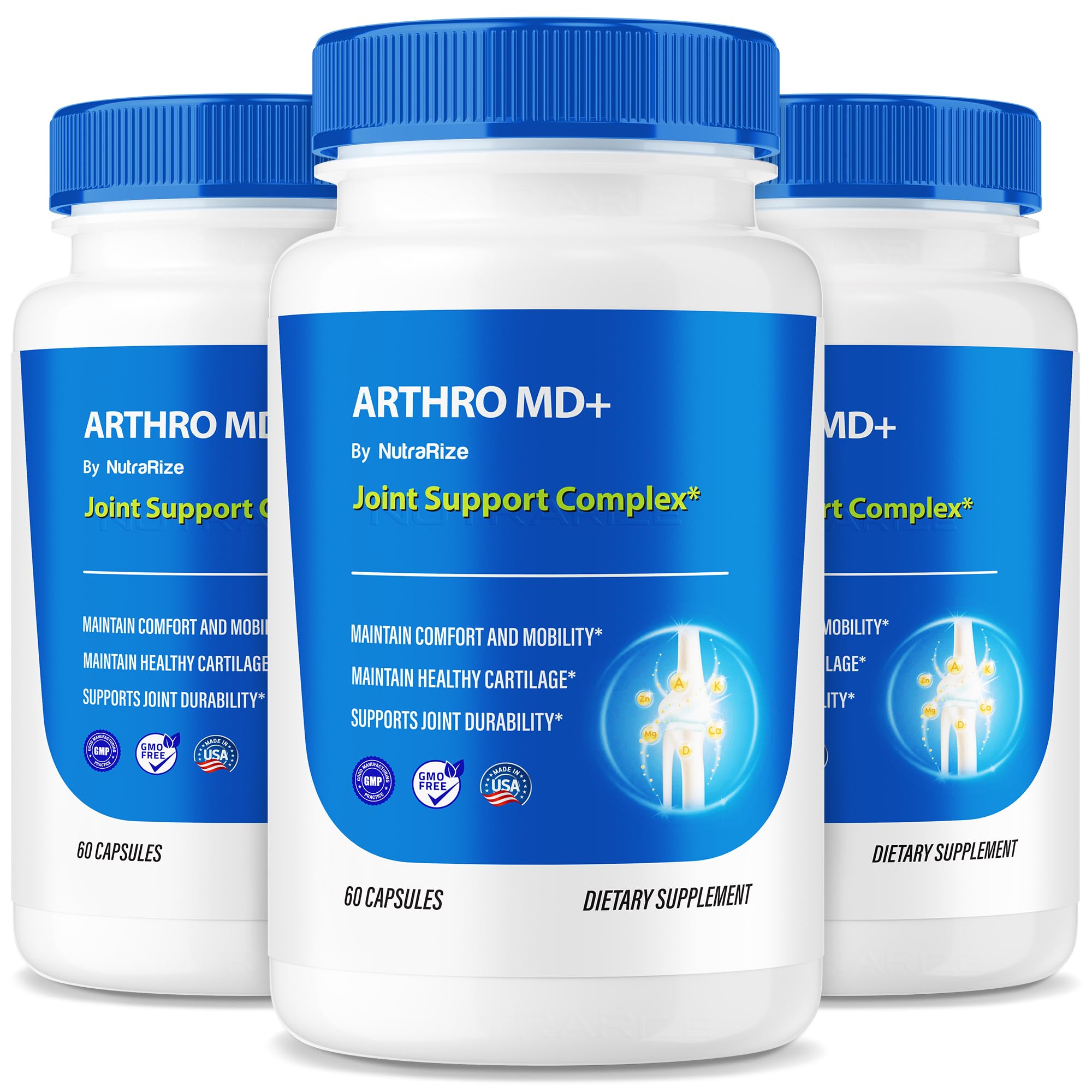 NutraRize (3 Pack) Arthro MD+ Capsules, Official Arthro MD Joint Support, All Natural Formula to Support Flexibility and Mobility, Premium Pills for Healthy Joints, Arthro M D Review (180 Capsules) - TrustMedUSA