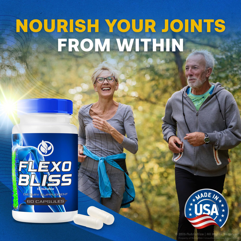 NutraRize Flexo Bliss, FlexoBliss Joint Health Support, All-Natural Supplement to Support Flexibility and Full Range of Motion, Official Flexo Bliss Reviews (60 Capsules) - TrustMedUSA