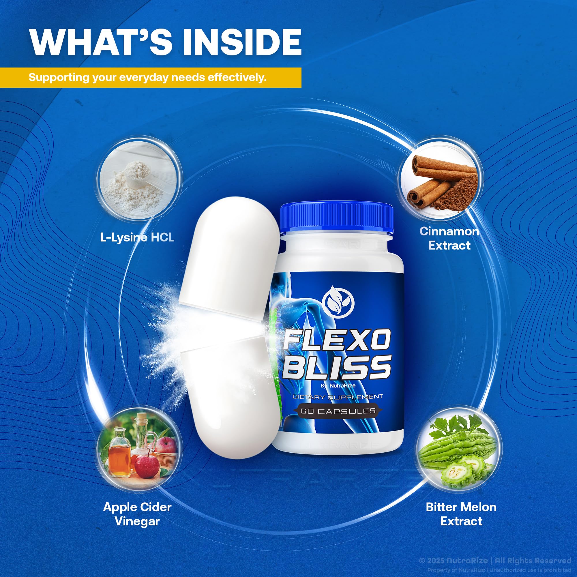 NutraRize Flexo Bliss, FlexoBliss Joint Health Support, All-Natural Supplement to Support Flexibility and Full Range of Motion, Official Flexo Bliss Reviews (60 Capsules) - TrustMedUSA