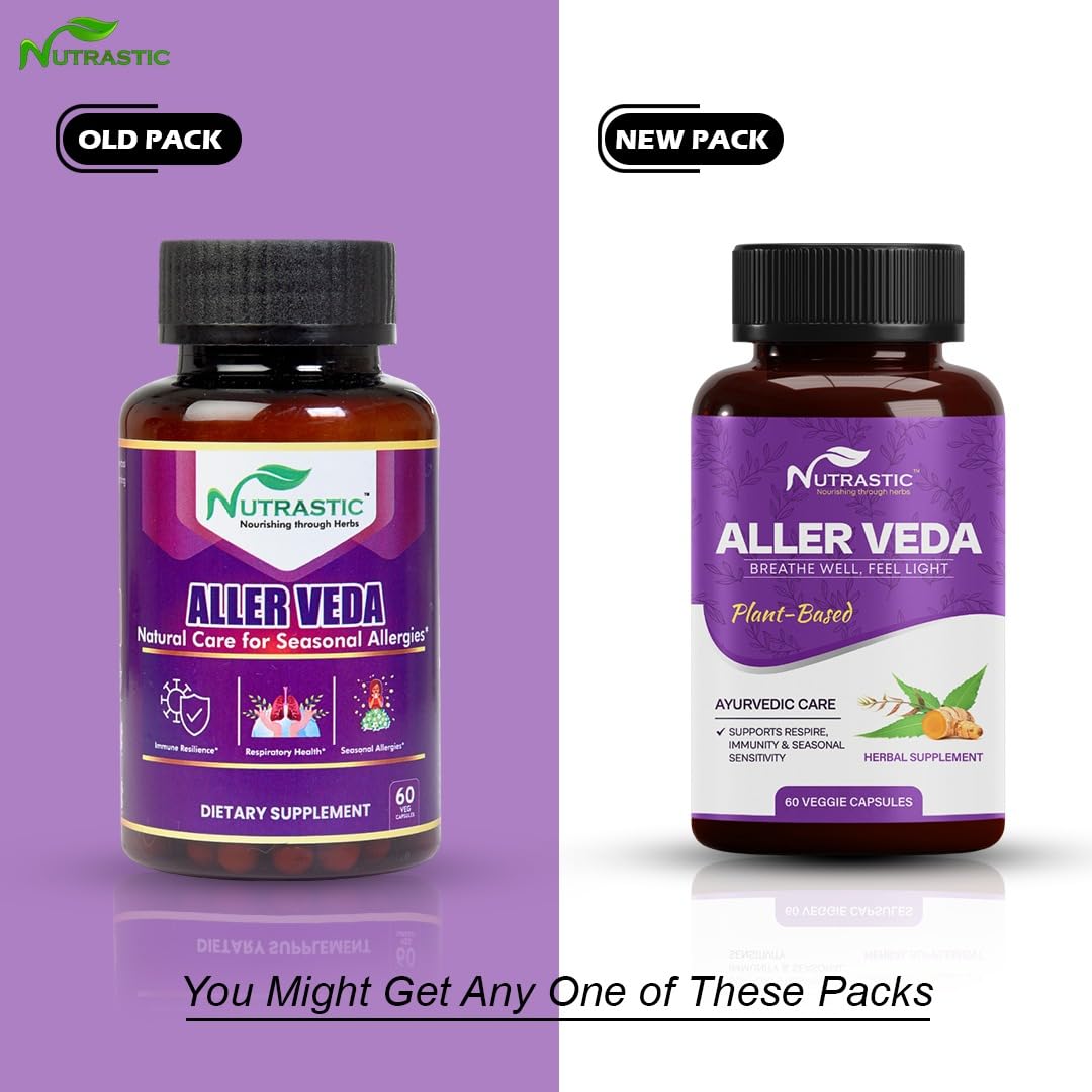 Nutrastic Aller Veda Respiratory Wellness Supplement with Pure Tulsi, Amla, Turmeric, and Neem | Natural Support for Healthy Breathing | 60 Caps - TrustMedUSA