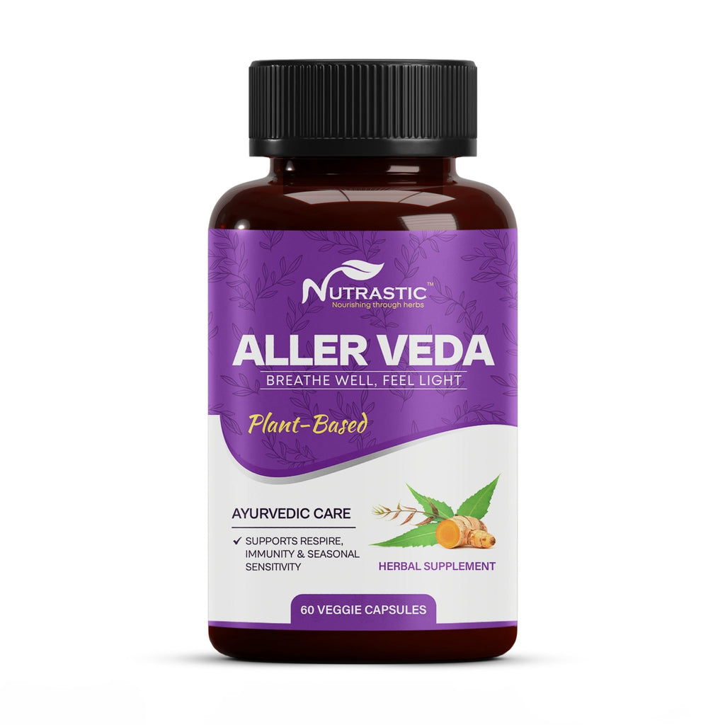 Nutrastic Aller Veda Respiratory Wellness Supplement with Pure Tulsi, Amla, Turmeric, and Neem | Natural Support for Healthy Breathing | 60 Caps - TrustMedUSA