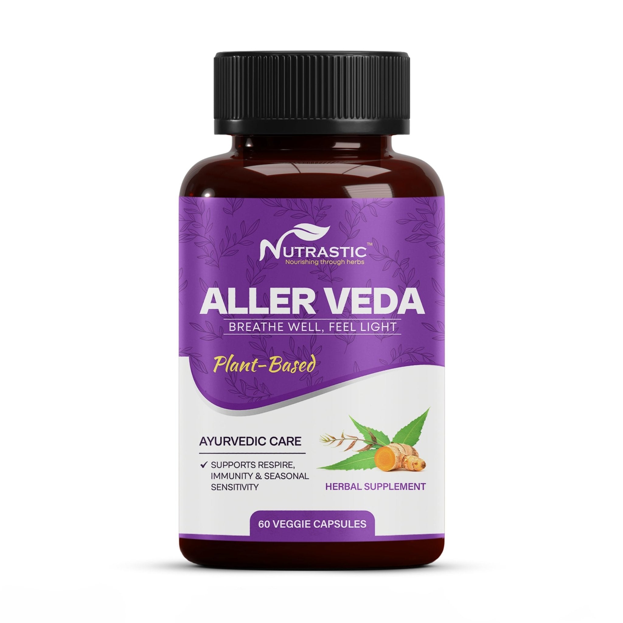 Nutrastic Aller Veda Respiratory Wellness Supplement with Pure Tulsi, Amla, Turmeric, and Neem | Natural Support for Healthy Breathing | 60 Caps - TrustMedUSA